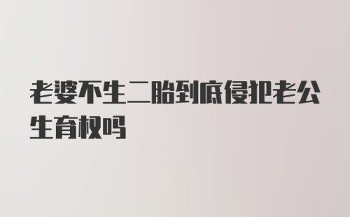 老婆不生二胎到底侵犯老公生育权吗