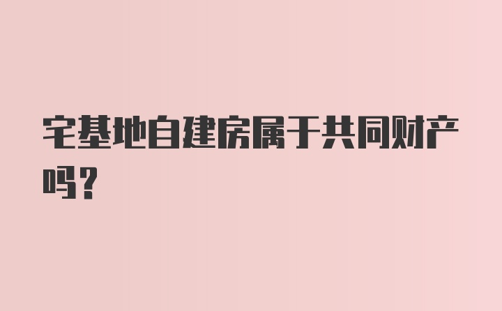 宅基地自建房属于共同财产吗？