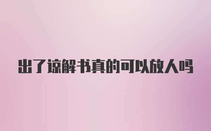 出了谅解书真的可以放人吗