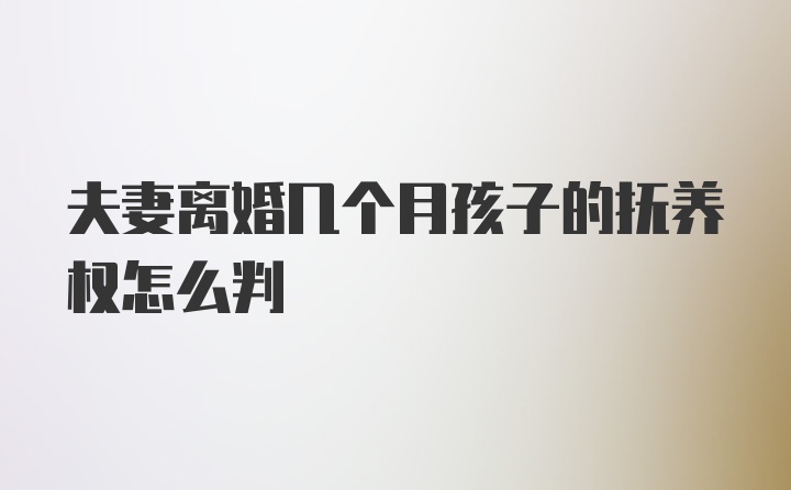 夫妻离婚几个月孩子的抚养权怎么判