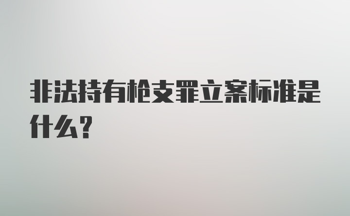 非法持有枪支罪立案标准是什么？