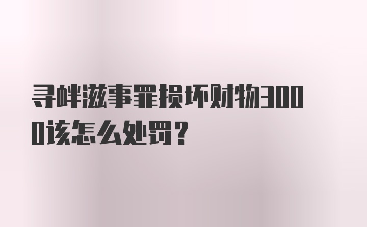 寻衅滋事罪损坏财物3000该怎么处罚？