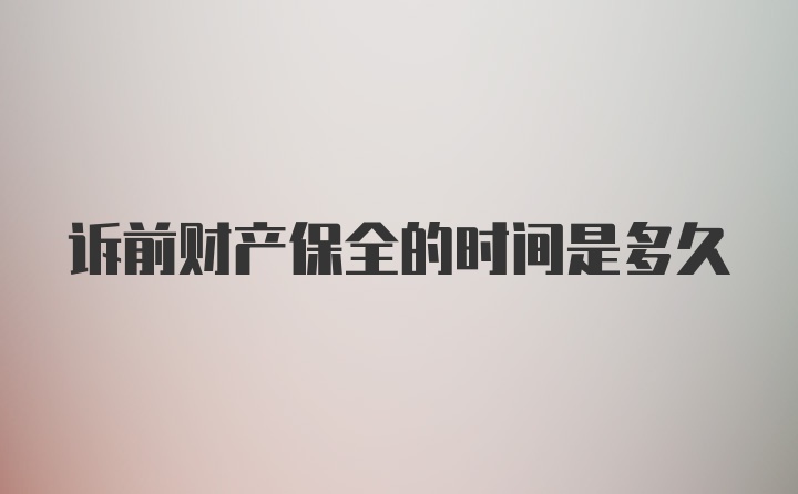 诉前财产保全的时间是多久
