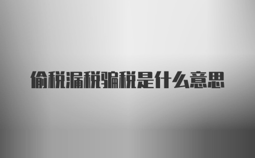 偷税漏税骗税是什么意思