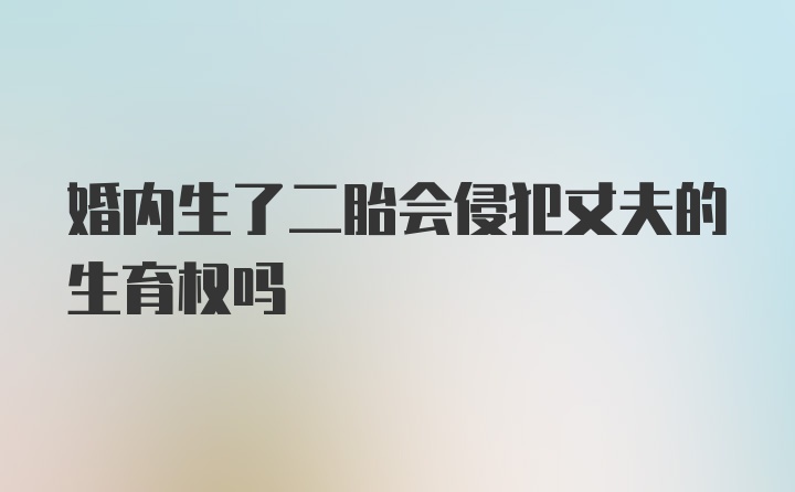 婚内生了二胎会侵犯丈夫的生育权吗