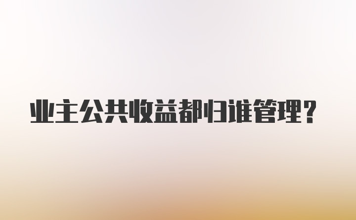 业主公共收益都归谁管理？