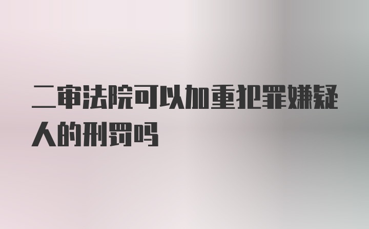 二审法院可以加重犯罪嫌疑人的刑罚吗