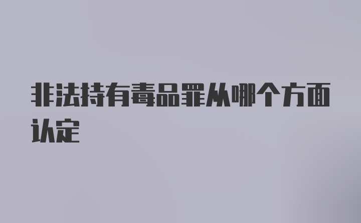 非法持有毒品罪从哪个方面认定