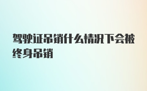 驾驶证吊销什么情况下会被终身吊销