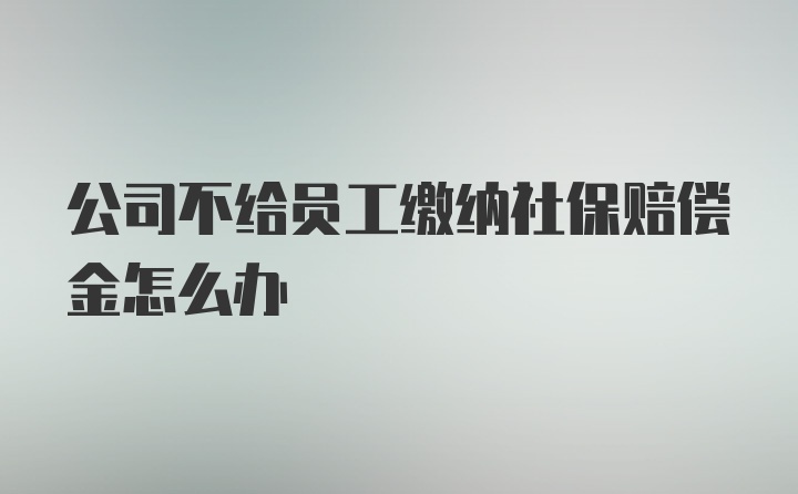 公司不给员工缴纳社保赔偿金怎么办