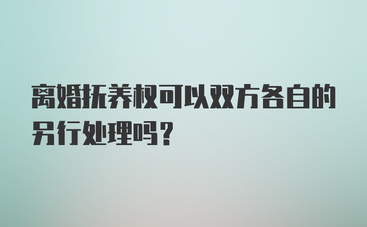 离婚抚养权可以双方各自的另行处理吗？