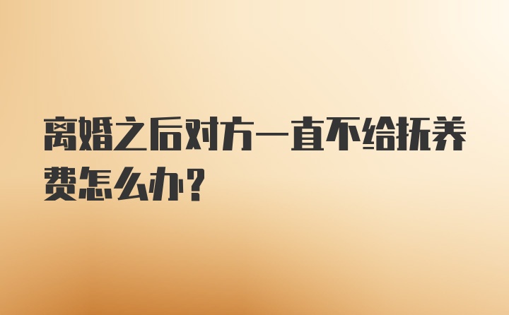 离婚之后对方一直不给抚养费怎么办?