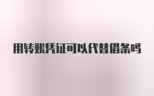 用转账凭证可以代替借条吗