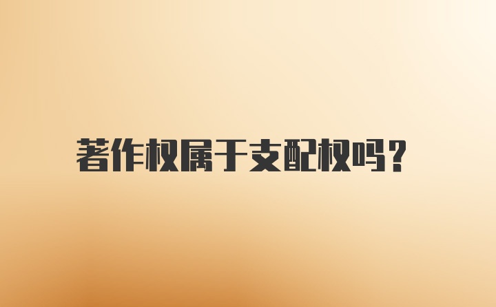 著作权属于支配权吗？