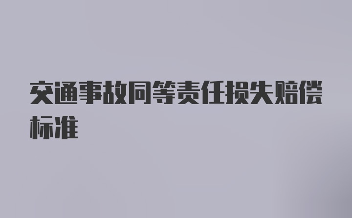 交通事故同等责任损失赔偿标准