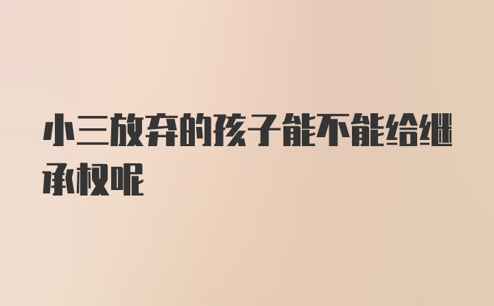 小三放弃的孩子能不能给继承权呢