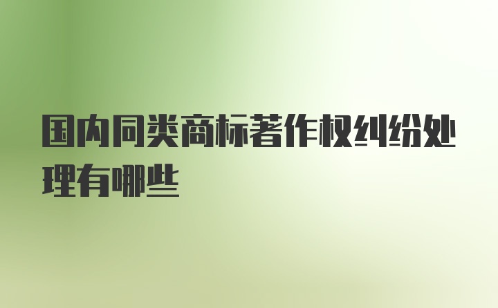 国内同类商标著作权纠纷处理有哪些