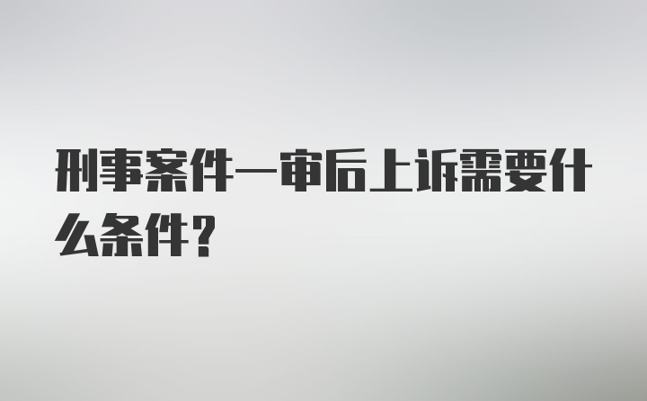 刑事案件一审后上诉需要什么条件？