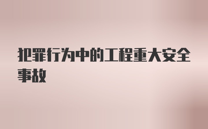 犯罪行为中的工程重大安全事故