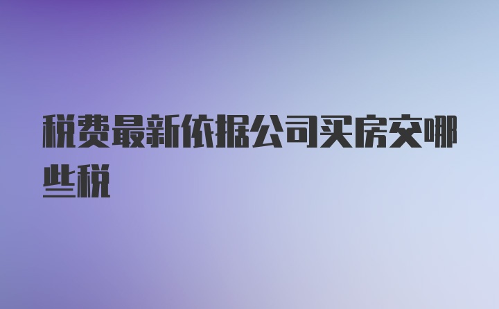 税费最新依据公司买房交哪些税