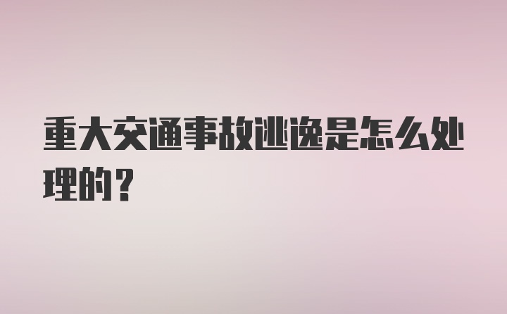 重大交通事故逃逸是怎么处理的？