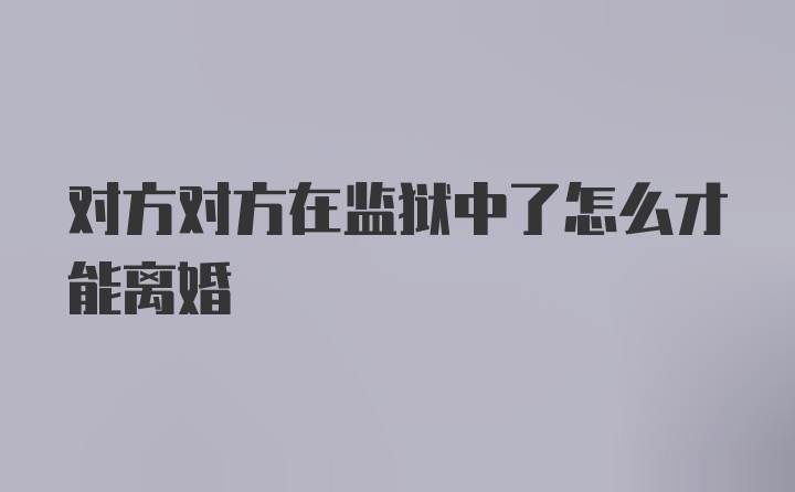 对方对方在监狱中了怎么才能离婚