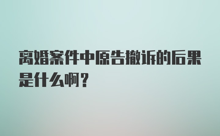 离婚案件中原告撤诉的后果是什么啊？