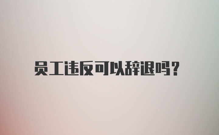 员工违反可以辞退吗?