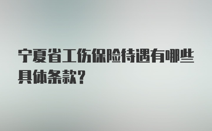 宁夏省工伤保险待遇有哪些具体条款?