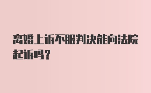 离婚上诉不服判决能向法院起诉吗？