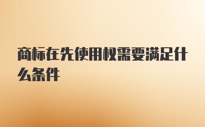 商标在先使用权需要满足什么条件