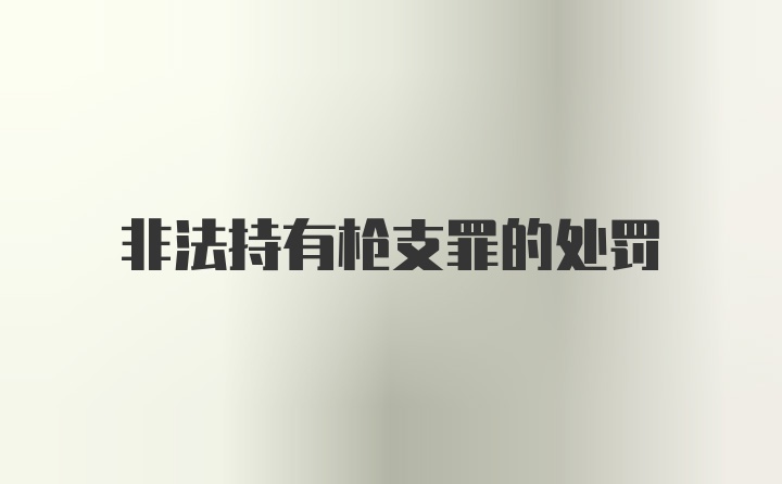 非法持有枪支罪的处罚