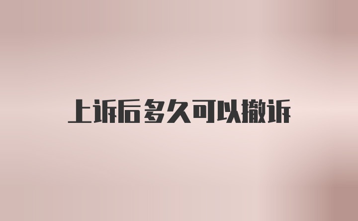 上诉后多久可以撤诉