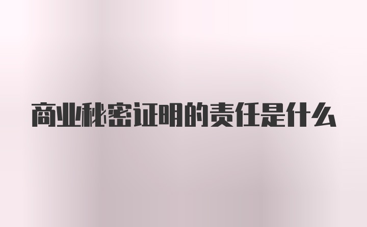 商业秘密证明的责任是什么