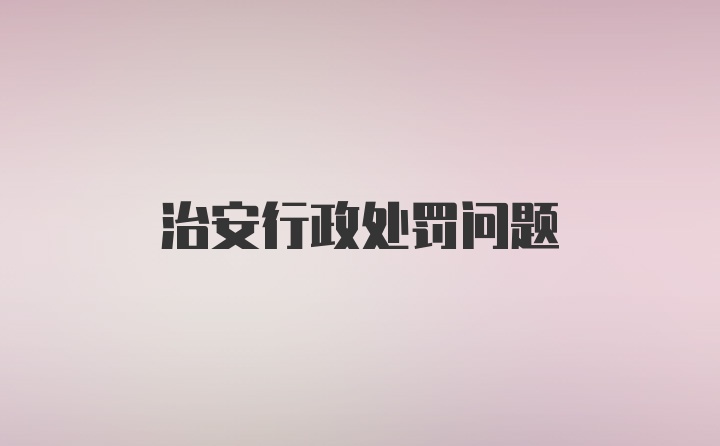 治安行政处罚问题