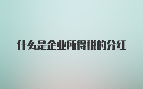 什么是企业所得税的分红