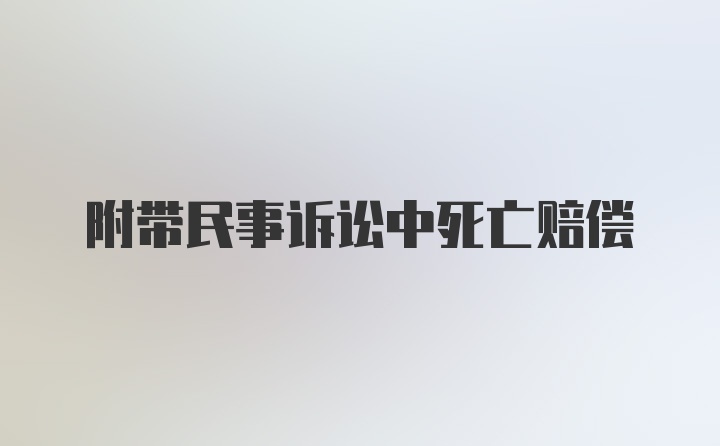 附带民事诉讼中死亡赔偿