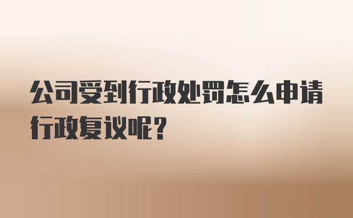 公司受到行政处罚怎么申请行政复议呢？