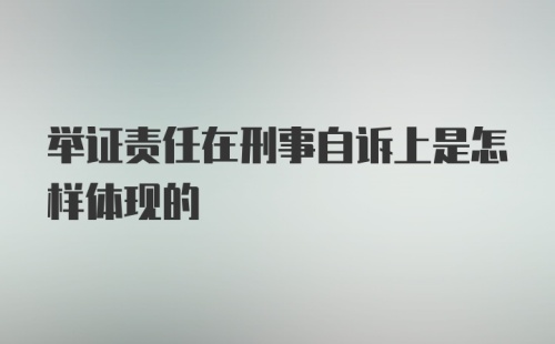 举证责任在刑事自诉上是怎样体现的