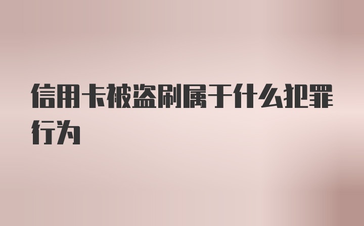 信用卡被盗刷属于什么犯罪行为