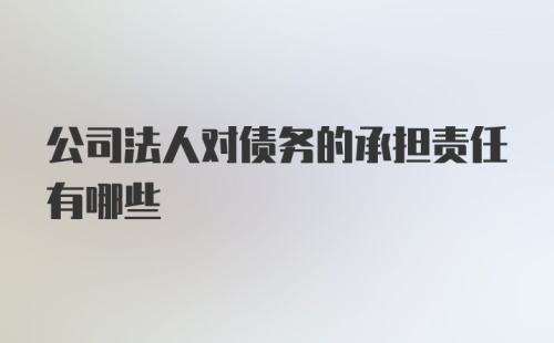 公司法人对债务的承担责任有哪些