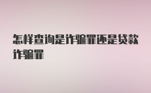 怎样查询是诈骗罪还是贷款诈骗罪