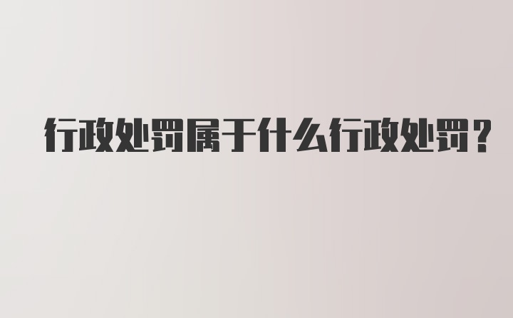 行政处罚属于什么行政处罚？