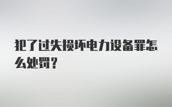 犯了过失损坏电力设备罪怎么处罚？