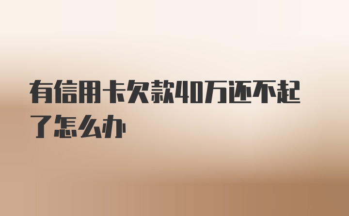 有信用卡欠款40万还不起了怎么办