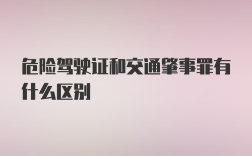 危险驾驶证和交通肇事罪有什么区别