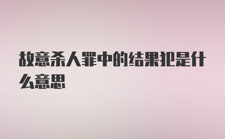 故意杀人罪中的结果犯是什么意思