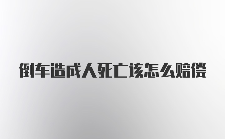 倒车造成人死亡该怎么赔偿