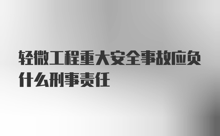 轻微工程重大安全事故应负什么刑事责任