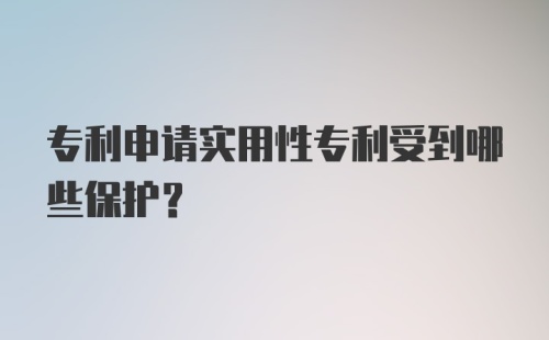 专利申请实用性专利受到哪些保护？